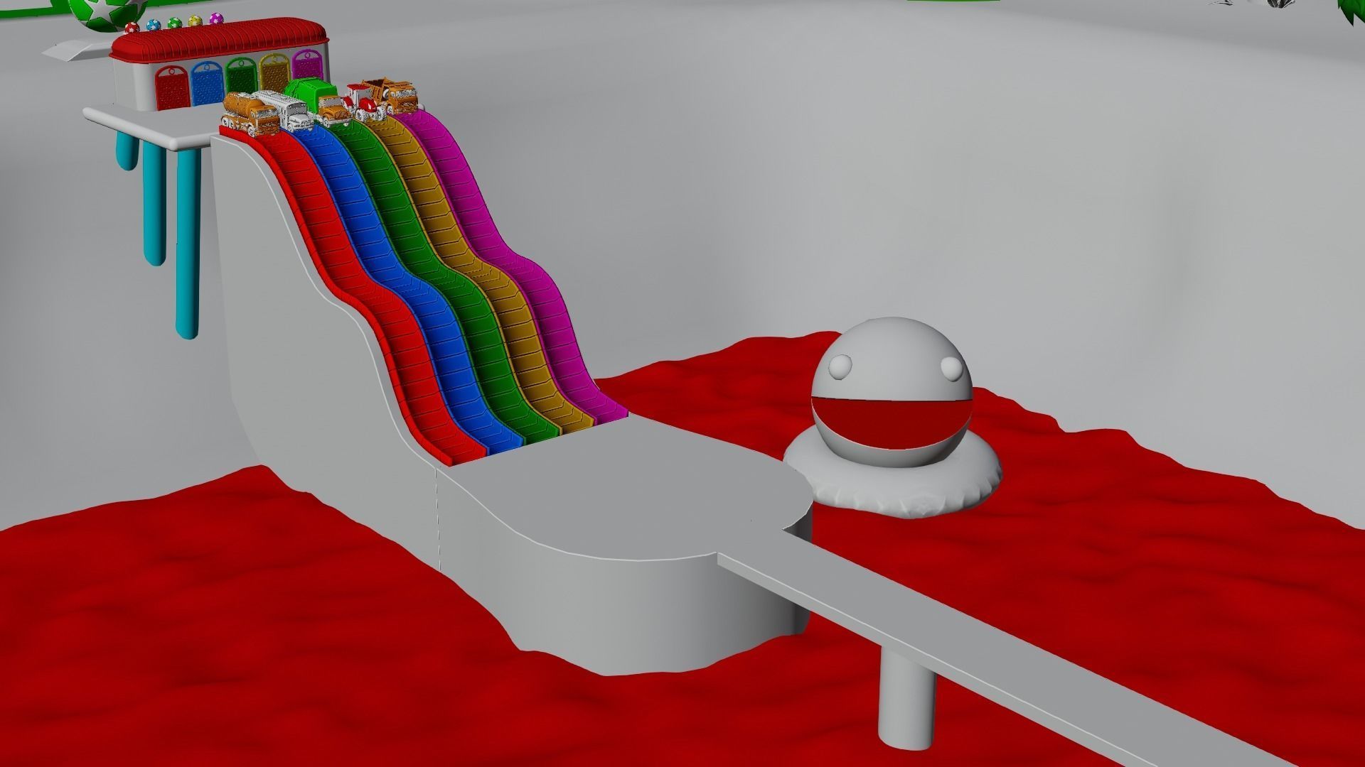 Vehicles Fall in The Pacman Color pool 3D model_3