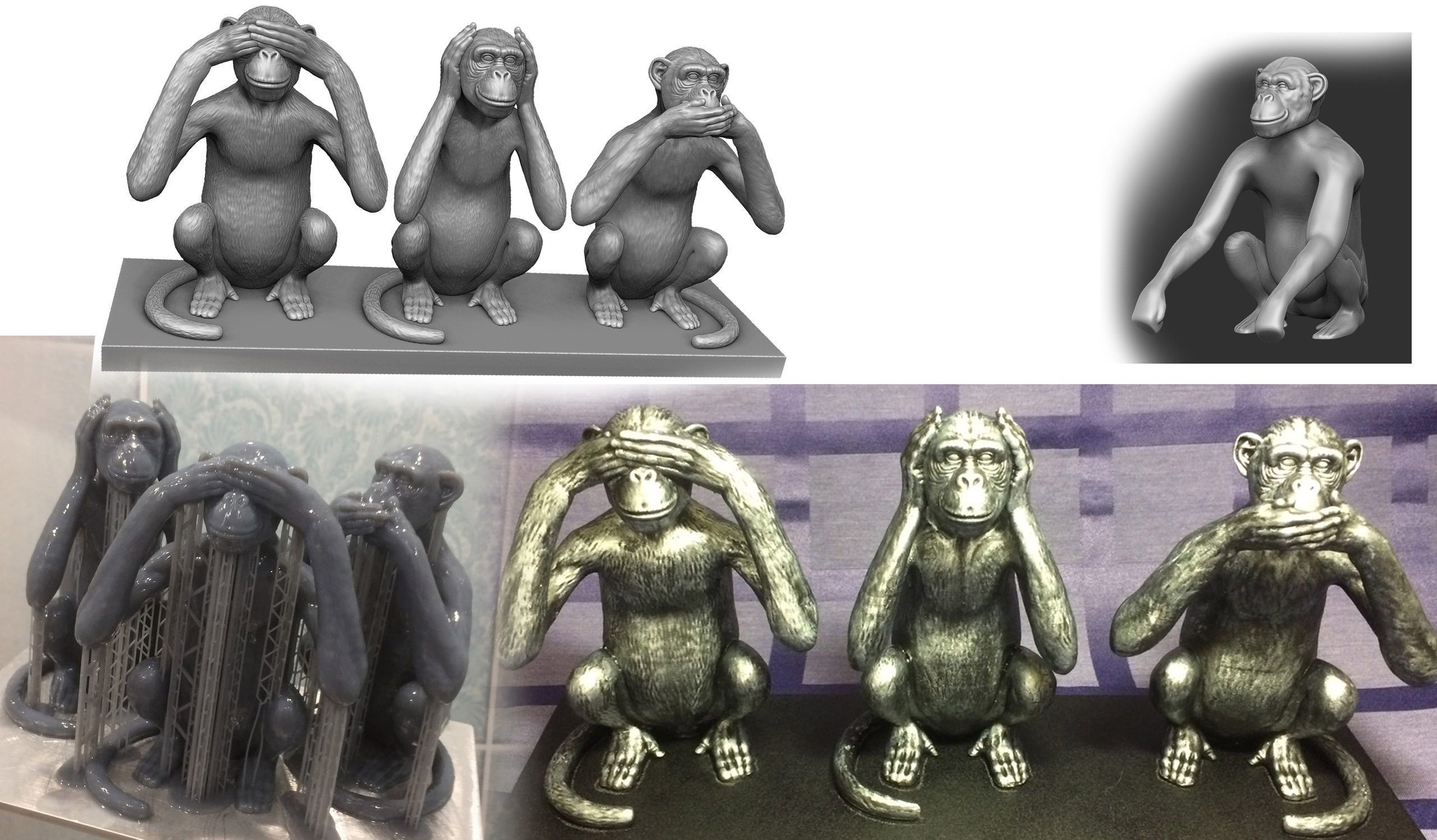 Cant see  dont hear dont talk  STL 3D printing 3D print model_4