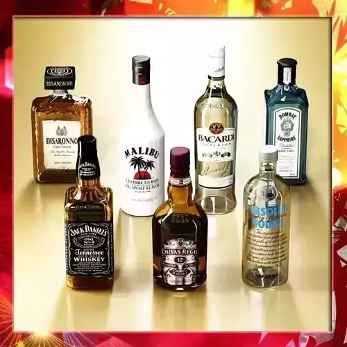 Photorealistic High Detailed 7 Liquor Bottles 3D model