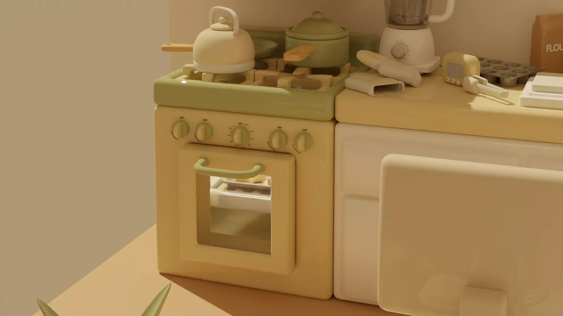 Floor Oven Cozy Model by Poonsiri Free low-poly 3D model
