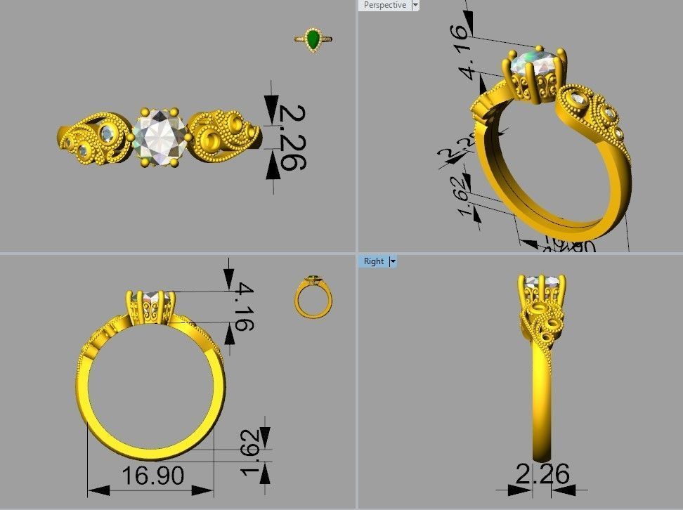 Vintage ring 3D print model_6