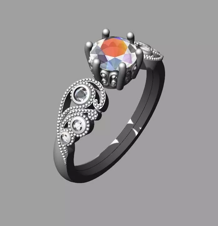 Vintage ring 3D print model_0