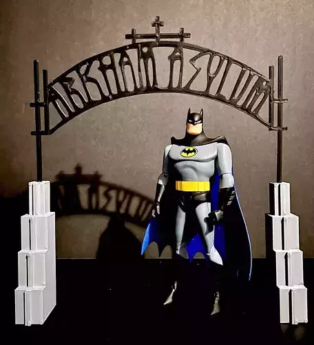 Batman The Animated Series Arkham Asylum Gate Sign 3D print model