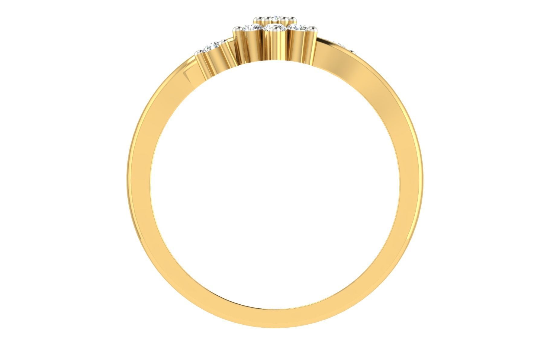 Light Weight Yellow Gold Diamond Ring  -RC RN 1590 3D print model_3