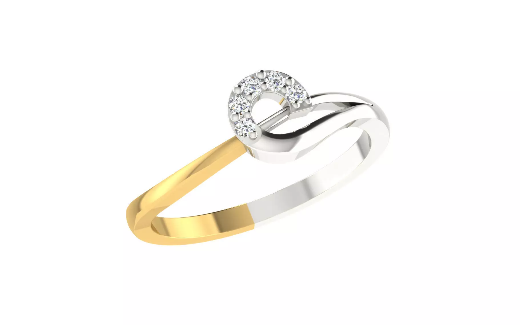 Light Weight Yellow Gold Diamond Ring -ZA RN 1005 3D print model