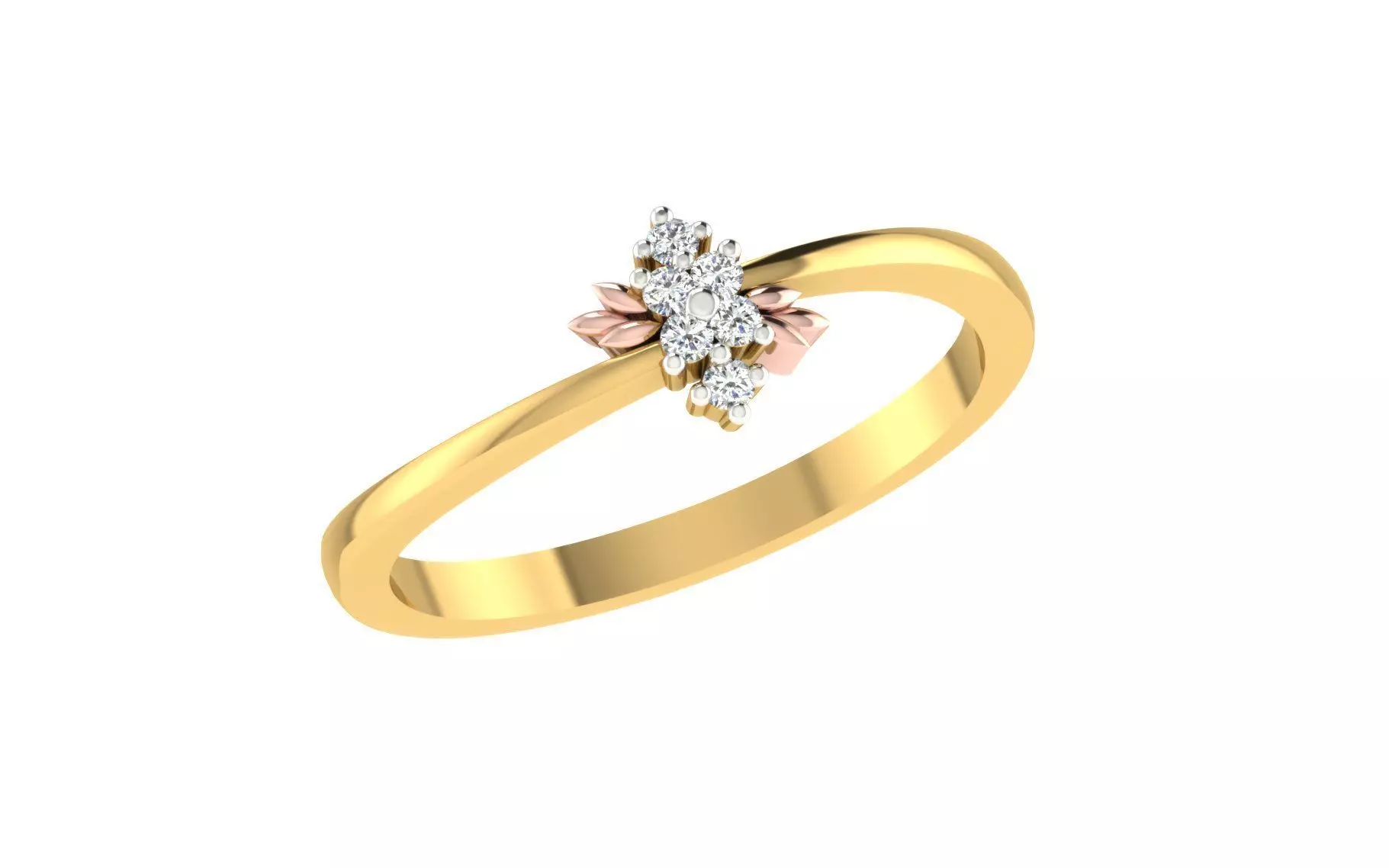 Light Weight Yellow Gold Diamond Ring -ZA RN 1354 3D print model