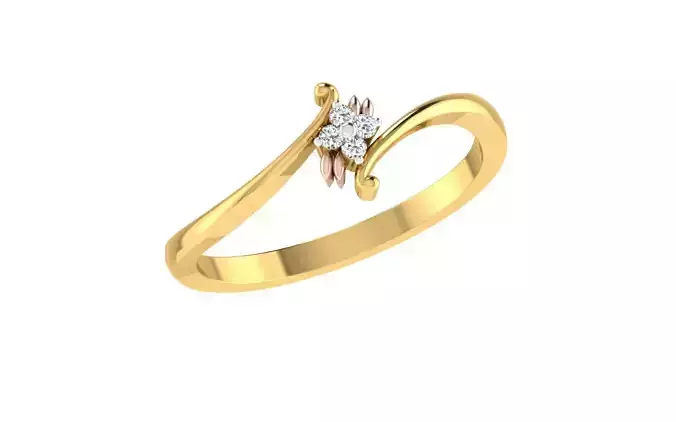 Light Weight Yellow Gold Diamond Ring  -ZA RN 1362