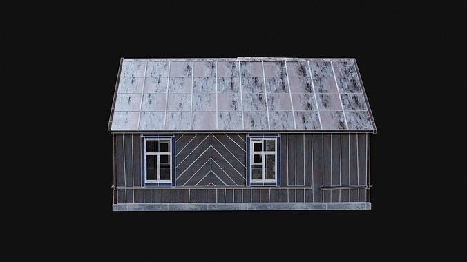 SOVIET RUSSIAN EUROPEAN HOUSES BUILDING HUT WOODEN OLD RUINED Low-poly 3D model 7