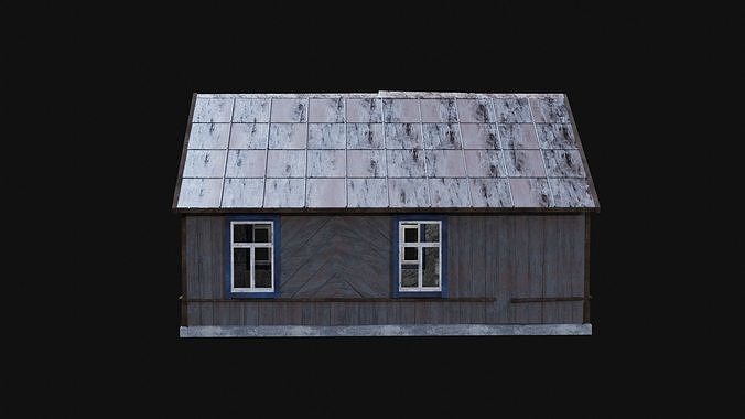 SOVIET RUSSIAN EUROPEAN HOUSES BUILDING HUT WOODEN OLD RUINED Low-poly 3D model 3