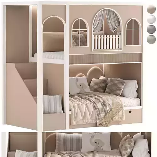 Designer Two Level Kids Bed 3D model