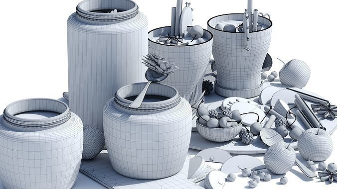 Decorative tea set 3D model 6