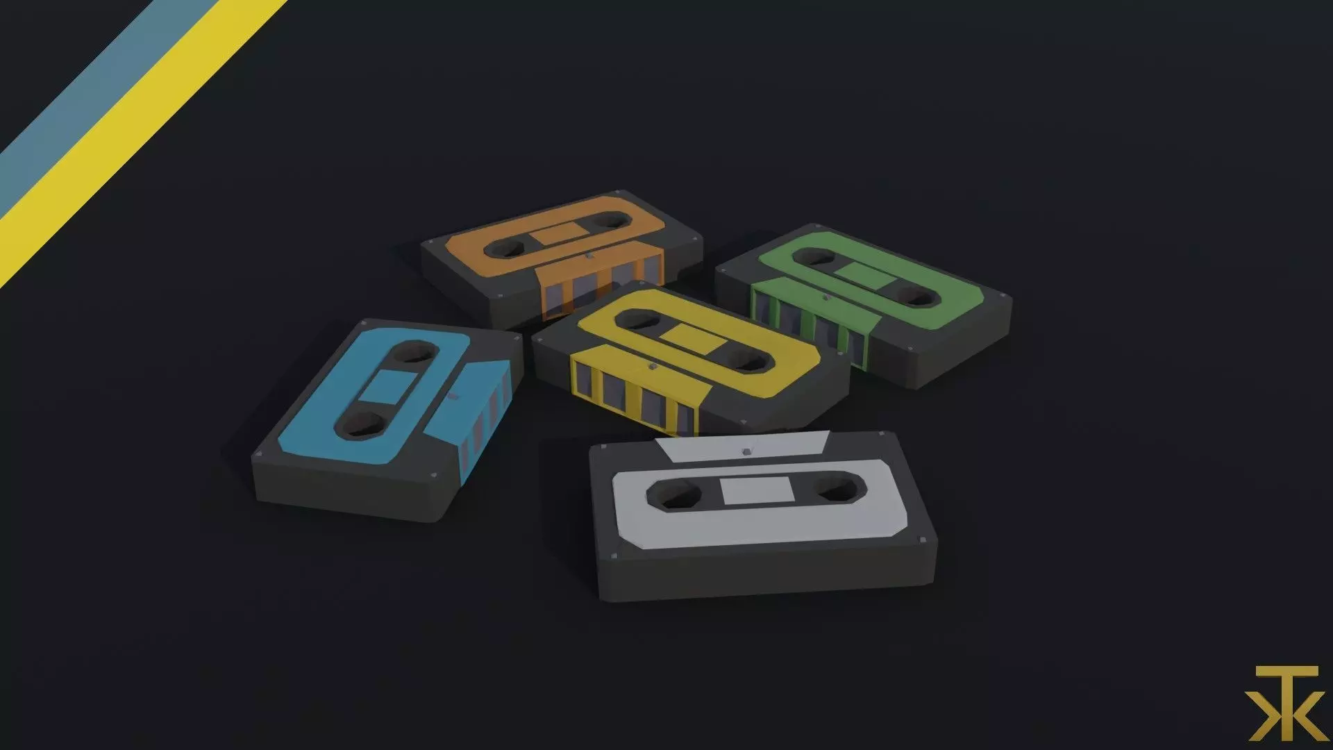 Cartoon cassette Polygonal Style Low-poly 3D model