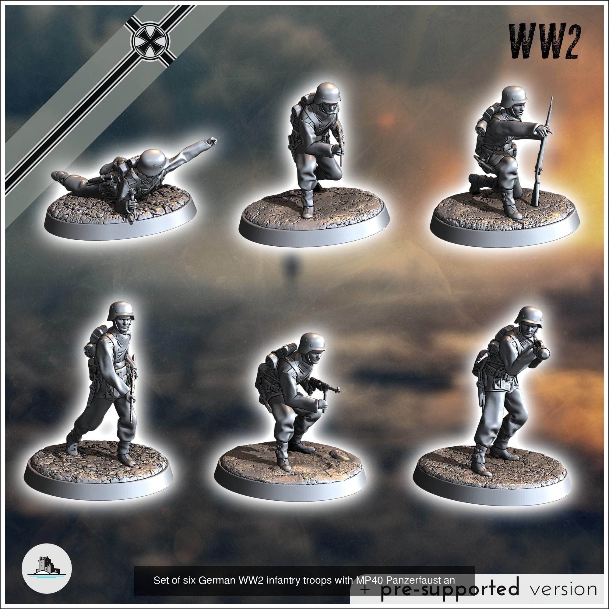 German WW2 troops pack No 1 - miniatures tabletop WW2 3D Model Collection_3