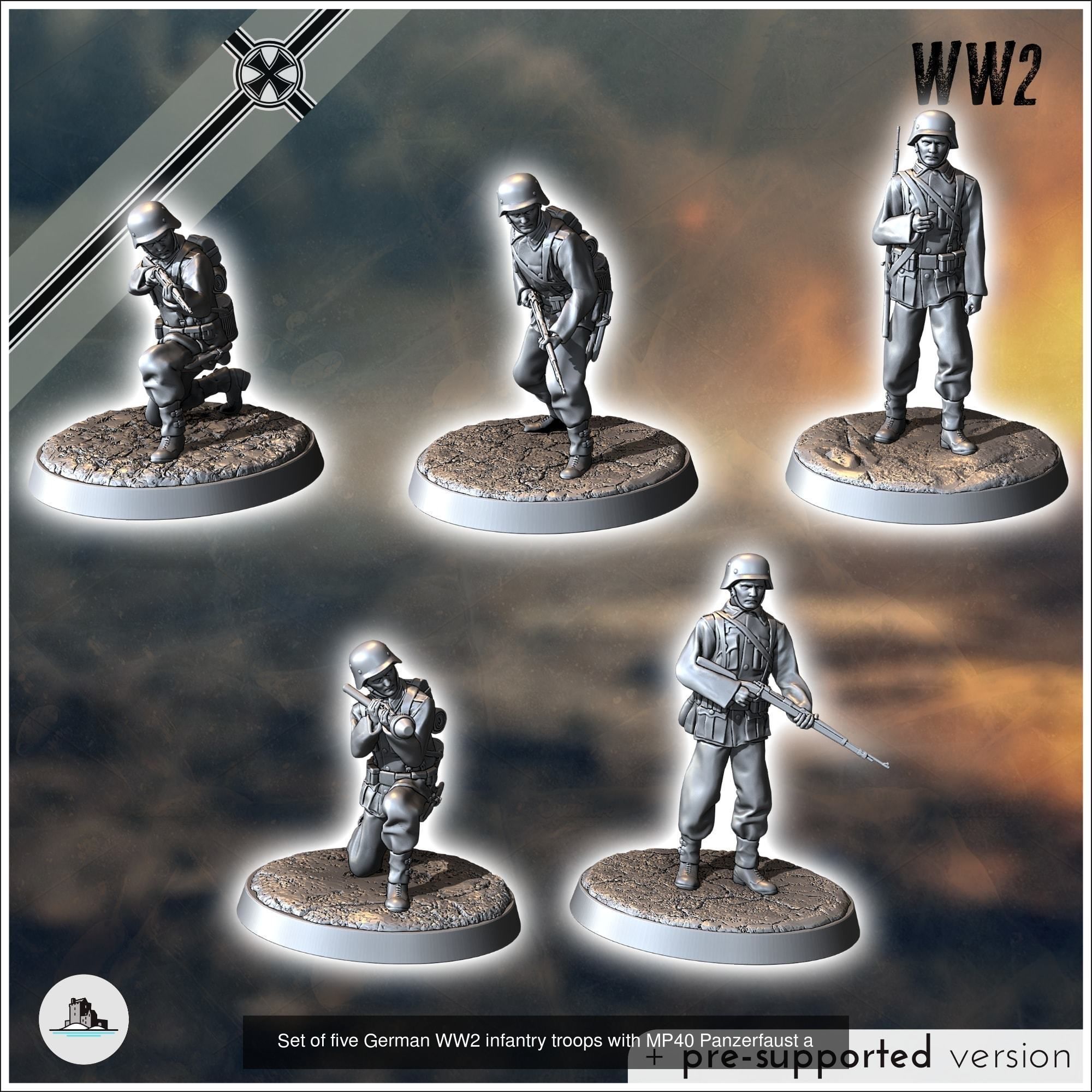 German WW2 troops pack No 1 - miniatures tabletop WW2 3D Model Collection_4
