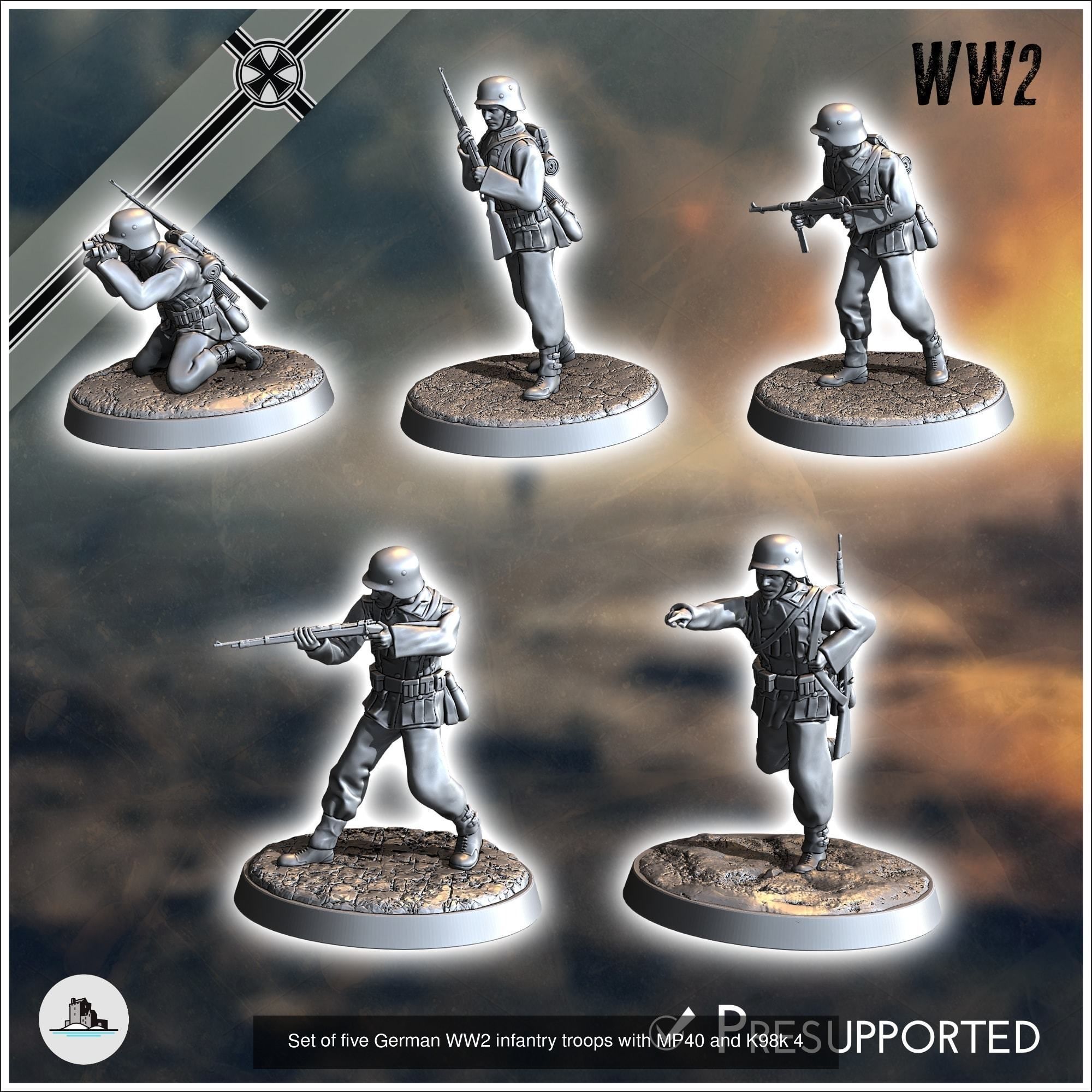 German WW2 troops pack No 1 - miniatures tabletop WW2 3D Model Collection_5