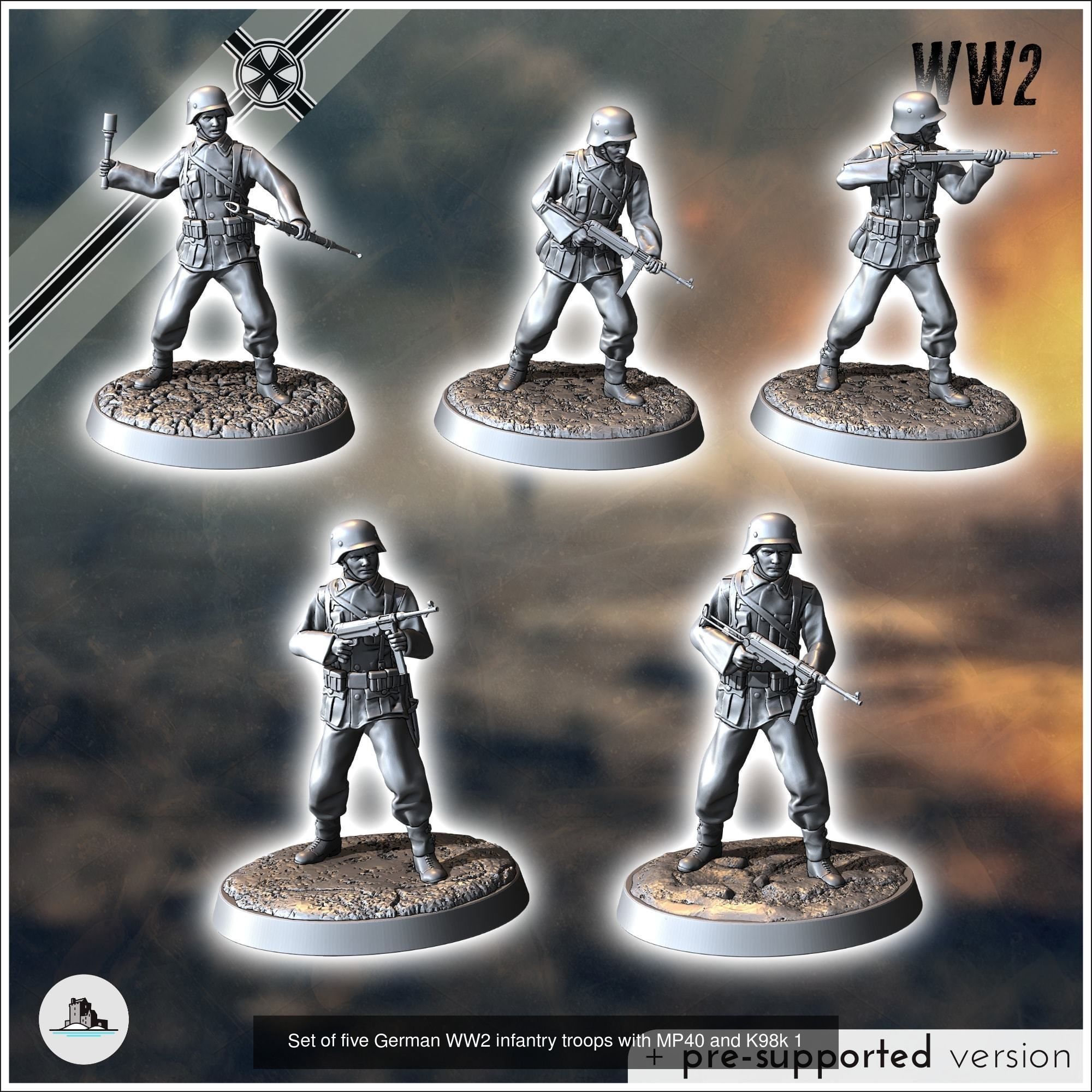 German WW2 troops pack No 1 - miniatures tabletop WW2 3D Model Collection_2