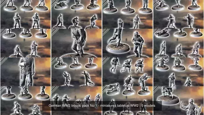 German WW2 troops pack No 1 - miniatures tabletop WW2