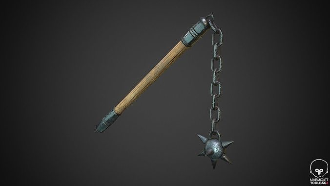 A mace on a chain PBR  Low-poly 3D model Low-poly 3D model
