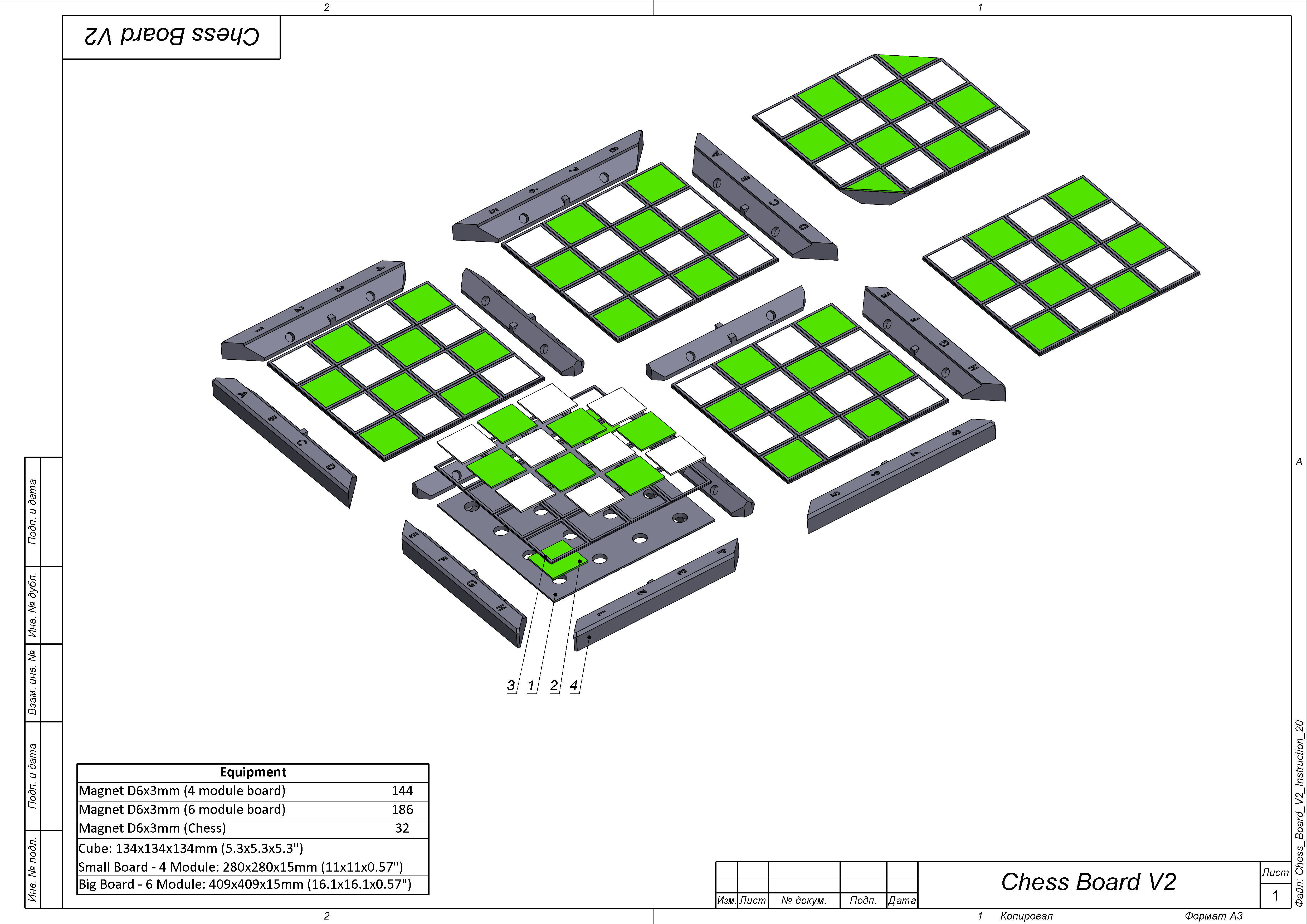 Cube Chess Board - Printable 3d model - STL files - Type 2 3D print model_22