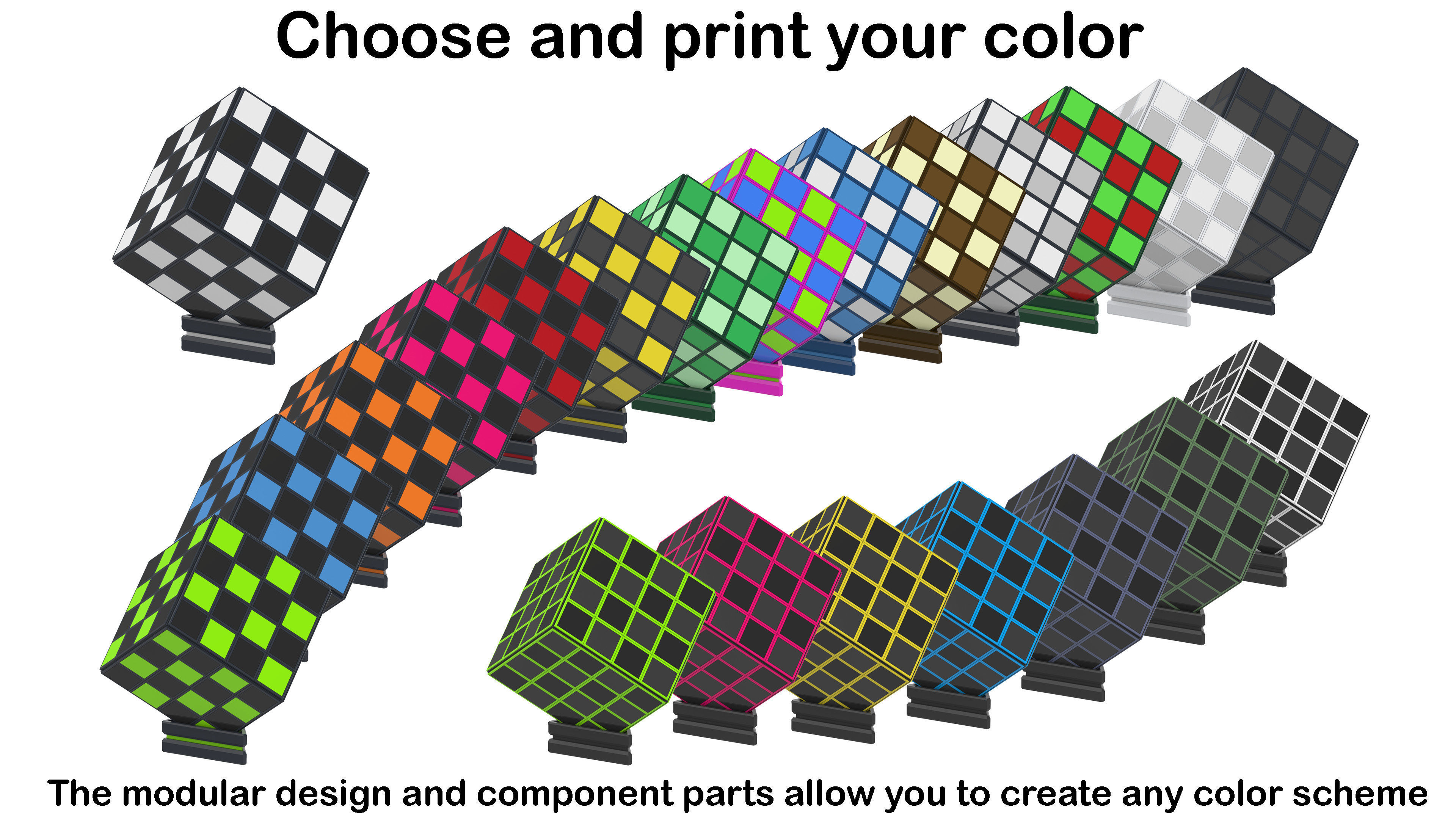 Cube Chess Board - Printable 3d model - STL files - Type 2 3D print model_27