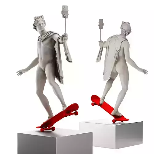 Apollo the skaterboy sculpture Low-poly 3D model