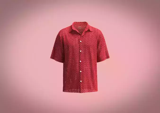 Relaxed fit Crochet Red shirt For Men 