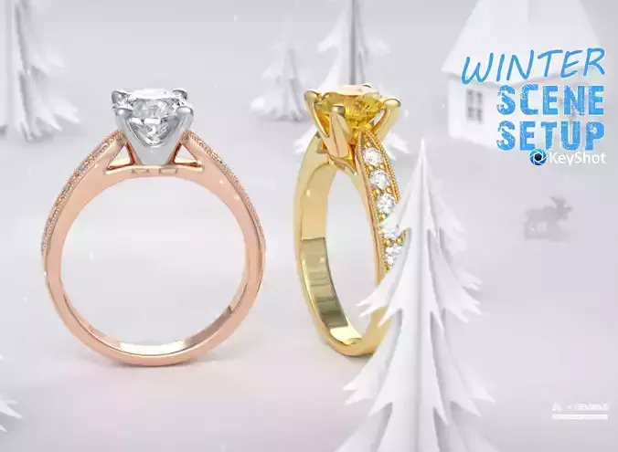 Winter Scene Setup for Jewelry Rendering with KeyShot 3D model