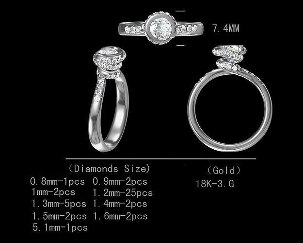 Beautiful design engagement diamond ring for women Free 3D print model