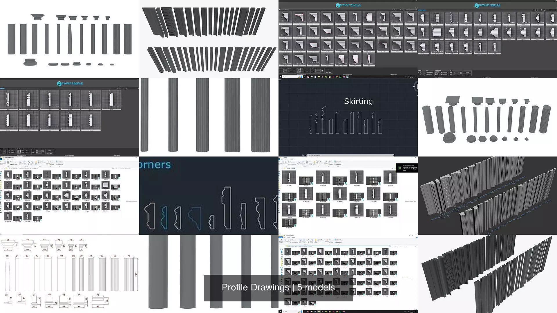 Profile Drawings 3D Model Collection_0