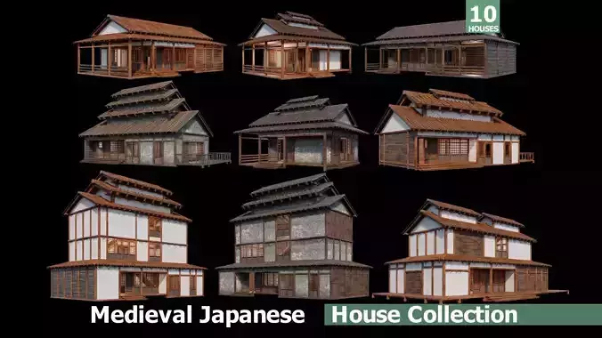 Medieval  Japanese Houses  - 4K Textures Game Ready