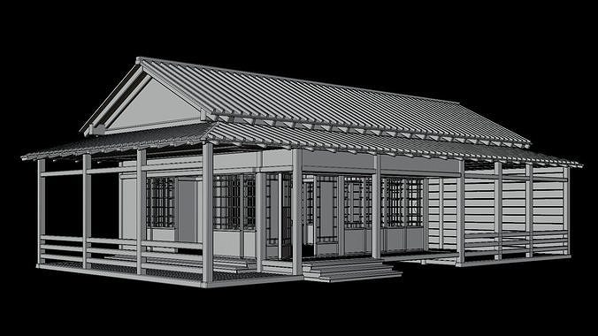 Medieval  Japanese Houses  - 4K Textures Game Ready Low-poly 3D model 3