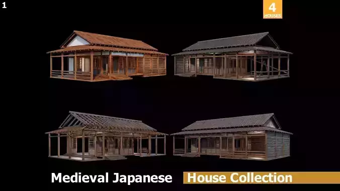 Medieval  Japanese Houses  - 4K Textures Game Ready