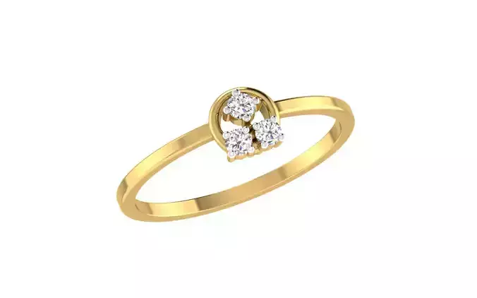 Light Weight Yellow Gold Diamond Ring  -EZ LR-16