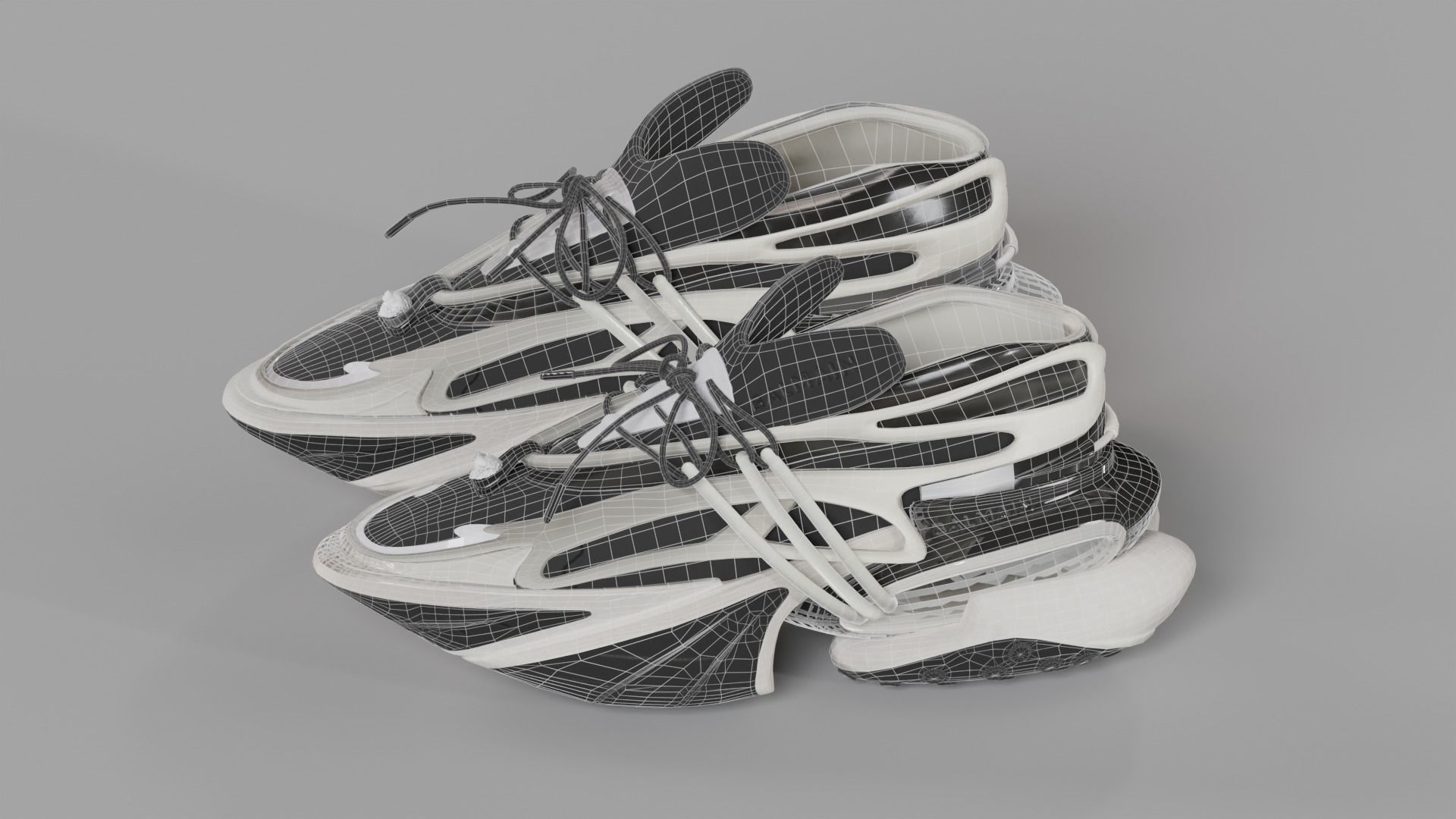 BALMAIN UNICORN LOW-TOP SNEAKERS PACK Low-poly 3D model_9