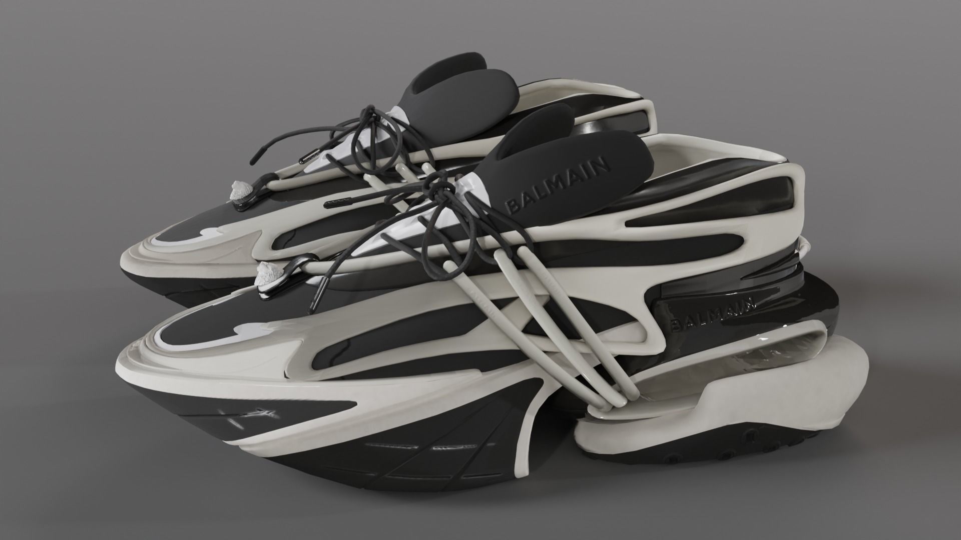 BALMAIN UNICORN LOW-TOP SNEAKERS PACK Low-poly 3D model_1