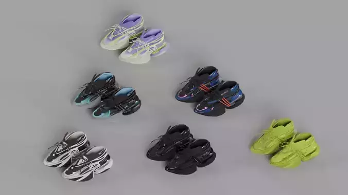 BALMAIN UNICORN LOW-TOP SNEAKERS PACK Low-poly 3D model
