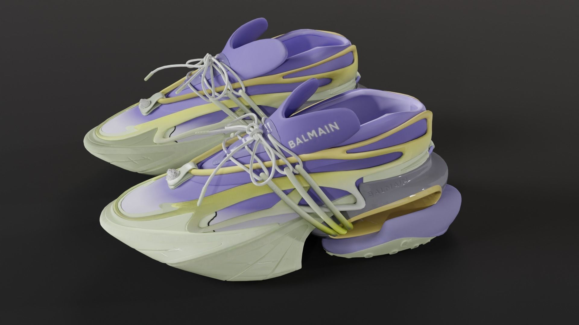 BALMAIN UNICORN LOW-TOP SNEAKERS PACK Low-poly 3D model_6