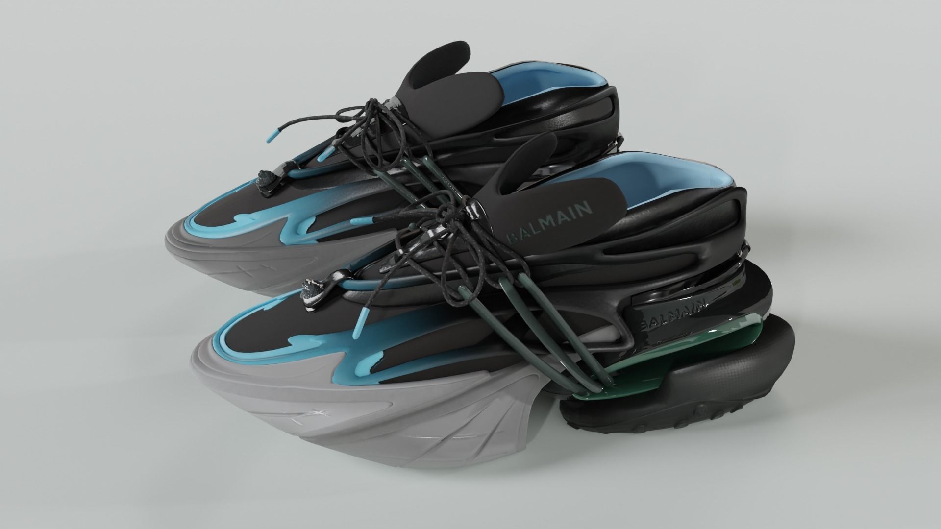 BALMAIN UNICORN LOW-TOP SNEAKERS PACK Low-poly 3D model_2