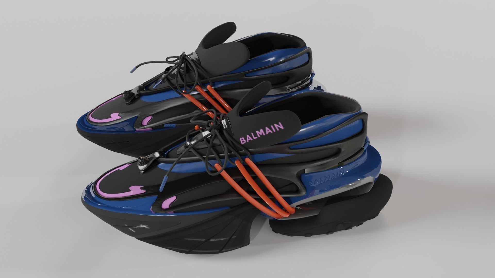 BALMAIN UNICORN LOW-TOP SNEAKERS PACK Low-poly 3D model_3