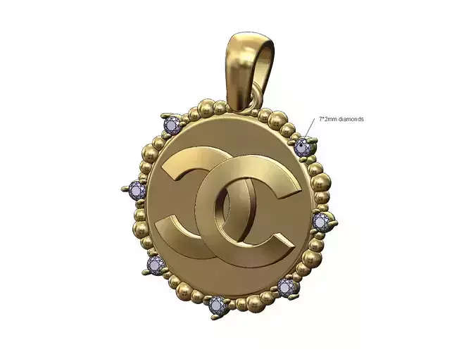 CC logo beaded diamond pendant charm