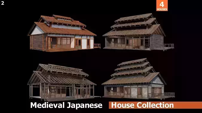 Medieval  Japanese Houses  - 4K Textures Game Ready