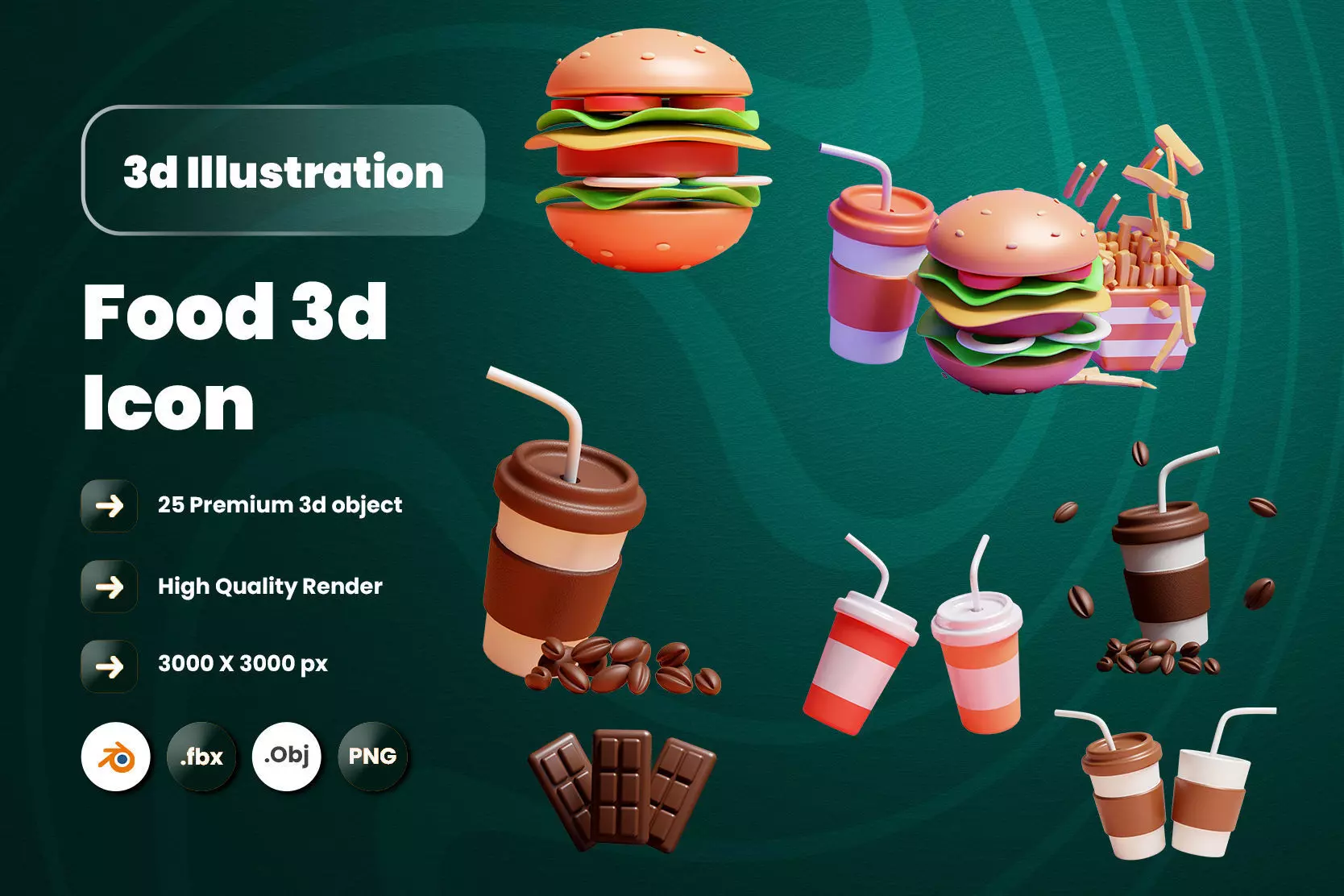 Food 3d Illustration Icon Pack-2  3D model_0