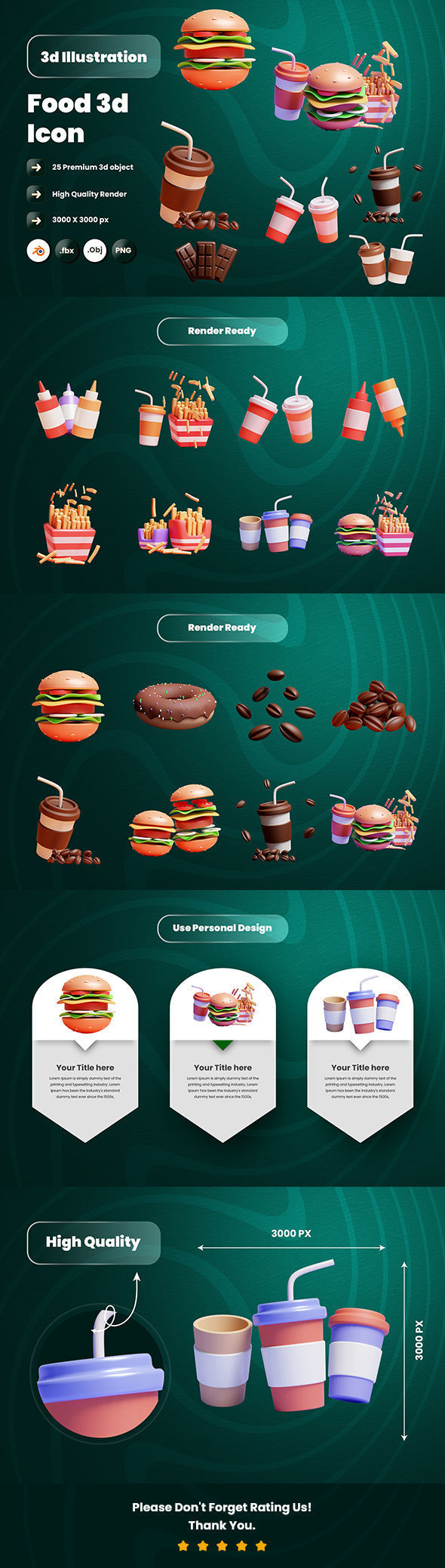 Food 3d Illustration Icon Pack-2  3D model_5