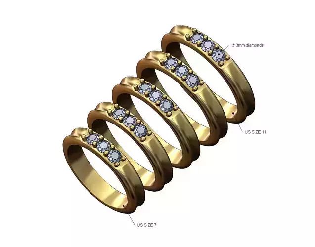 Diamond concave wedding band US sizes 7to11