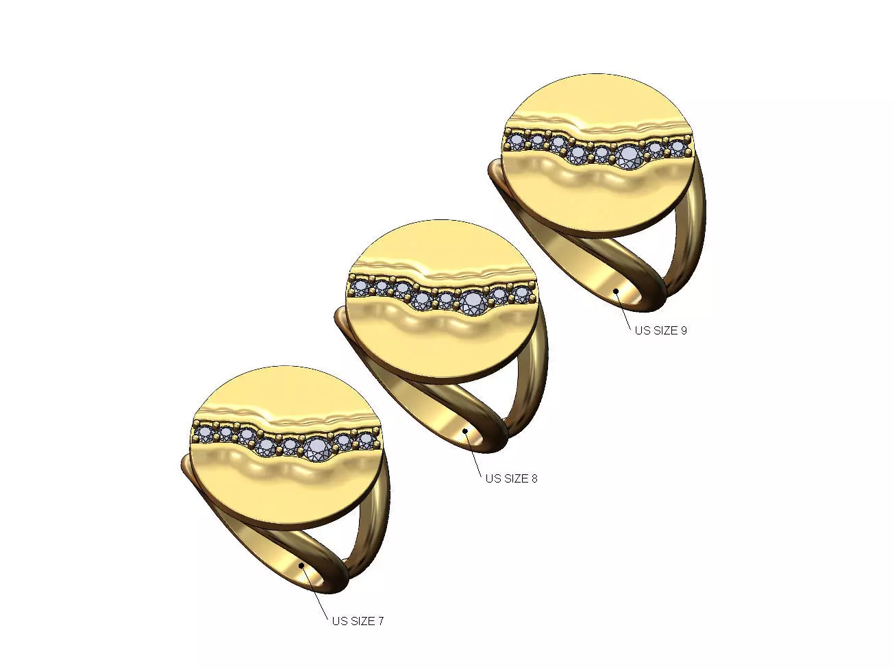 Diamond river fashion ring US 7 8 9 3D print model