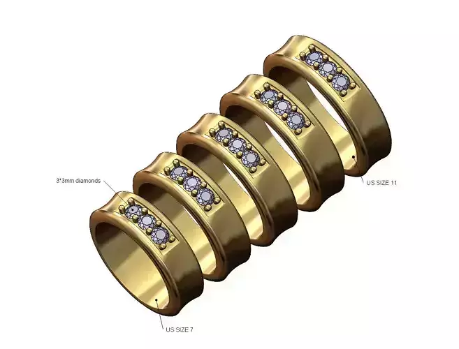 Diamond pocket concave wedding band US sizes 7to11