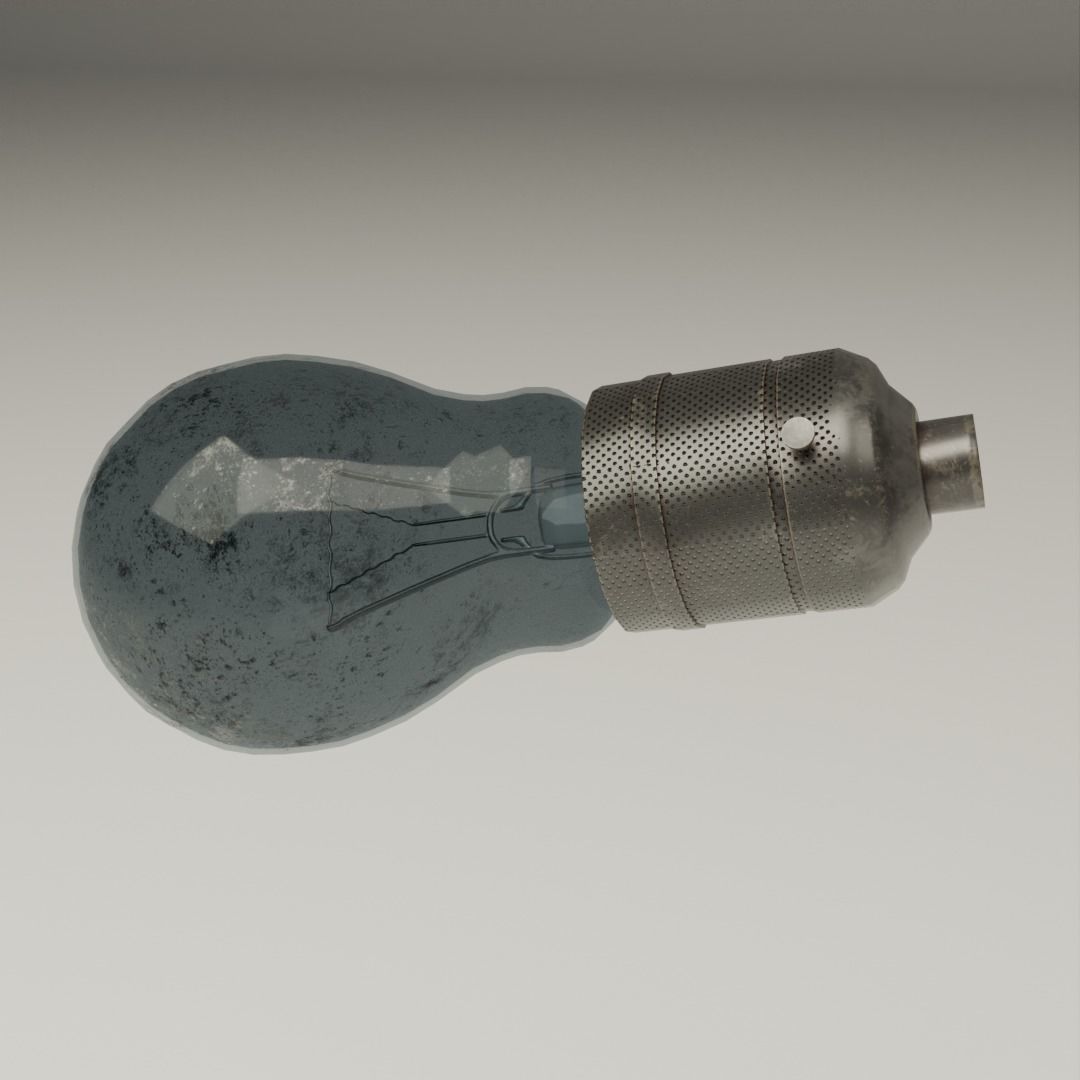 Vintage incandescent lightbulb and holder Low-poly 3D model_2