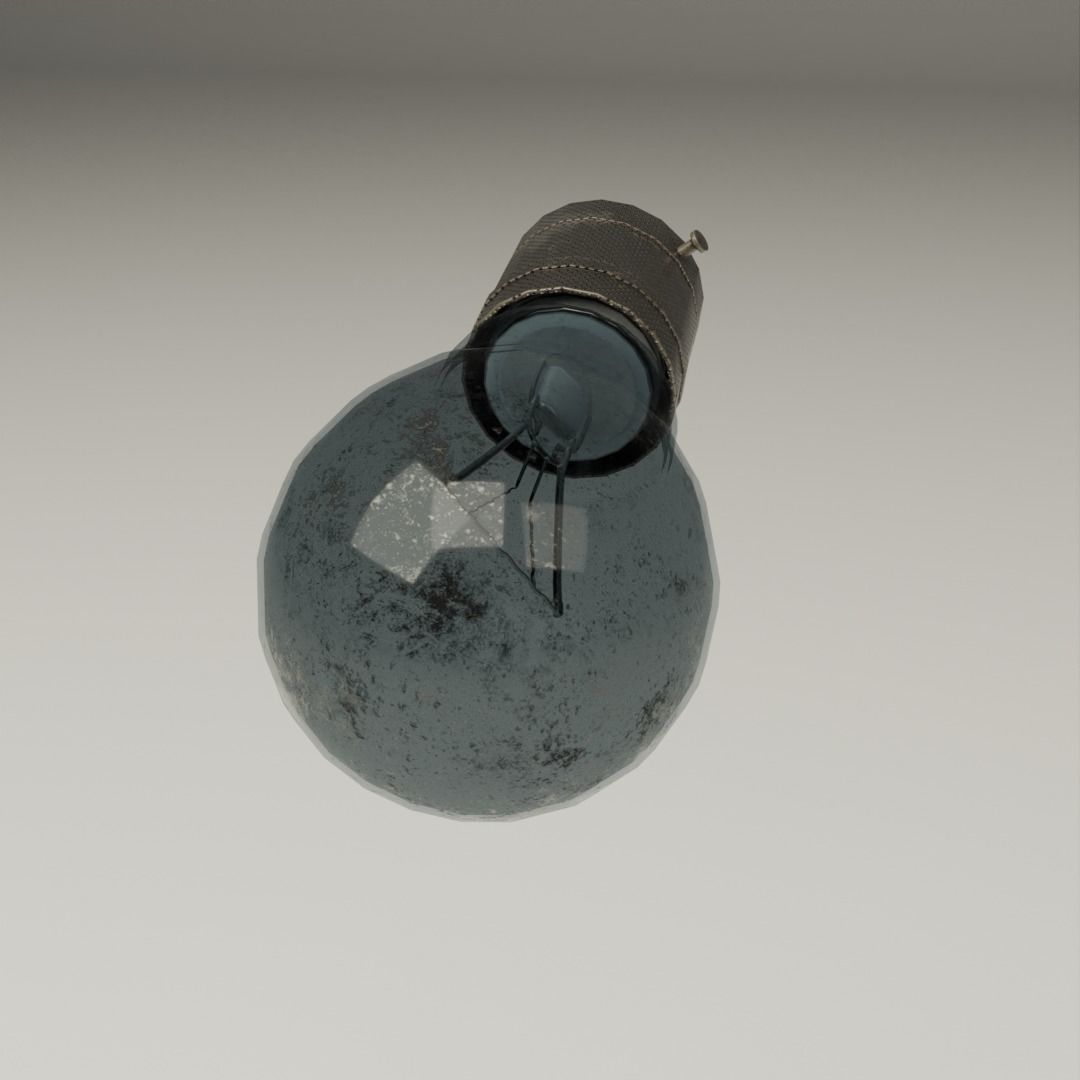 Vintage incandescent lightbulb and holder Low-poly 3D model_1