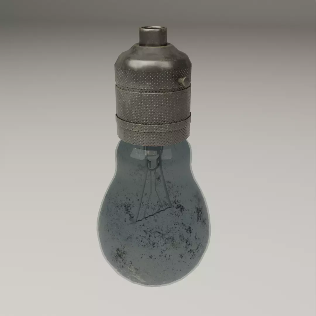 Vintage incandescent lightbulb and holder Low-poly 3D model_0