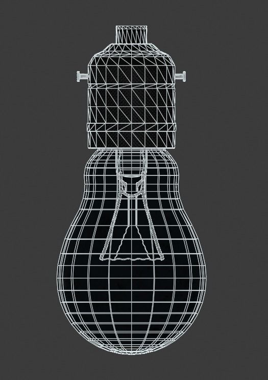 Vintage incandescent lightbulb and holder Low-poly 3D model_6